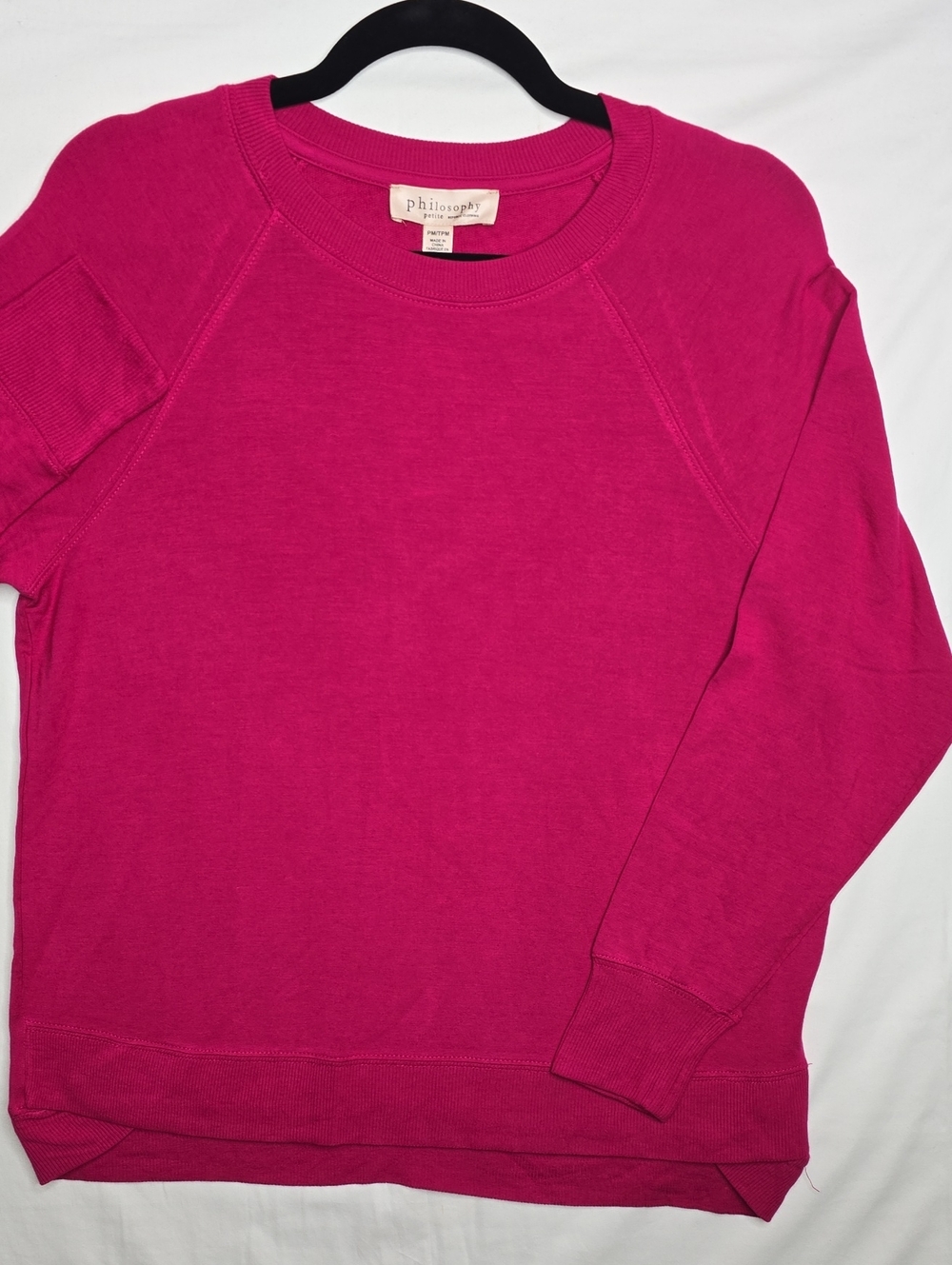 Philosophy Republic Bright Fuchsia Raglan Pullover Sweatshirt Soft Fall Layer